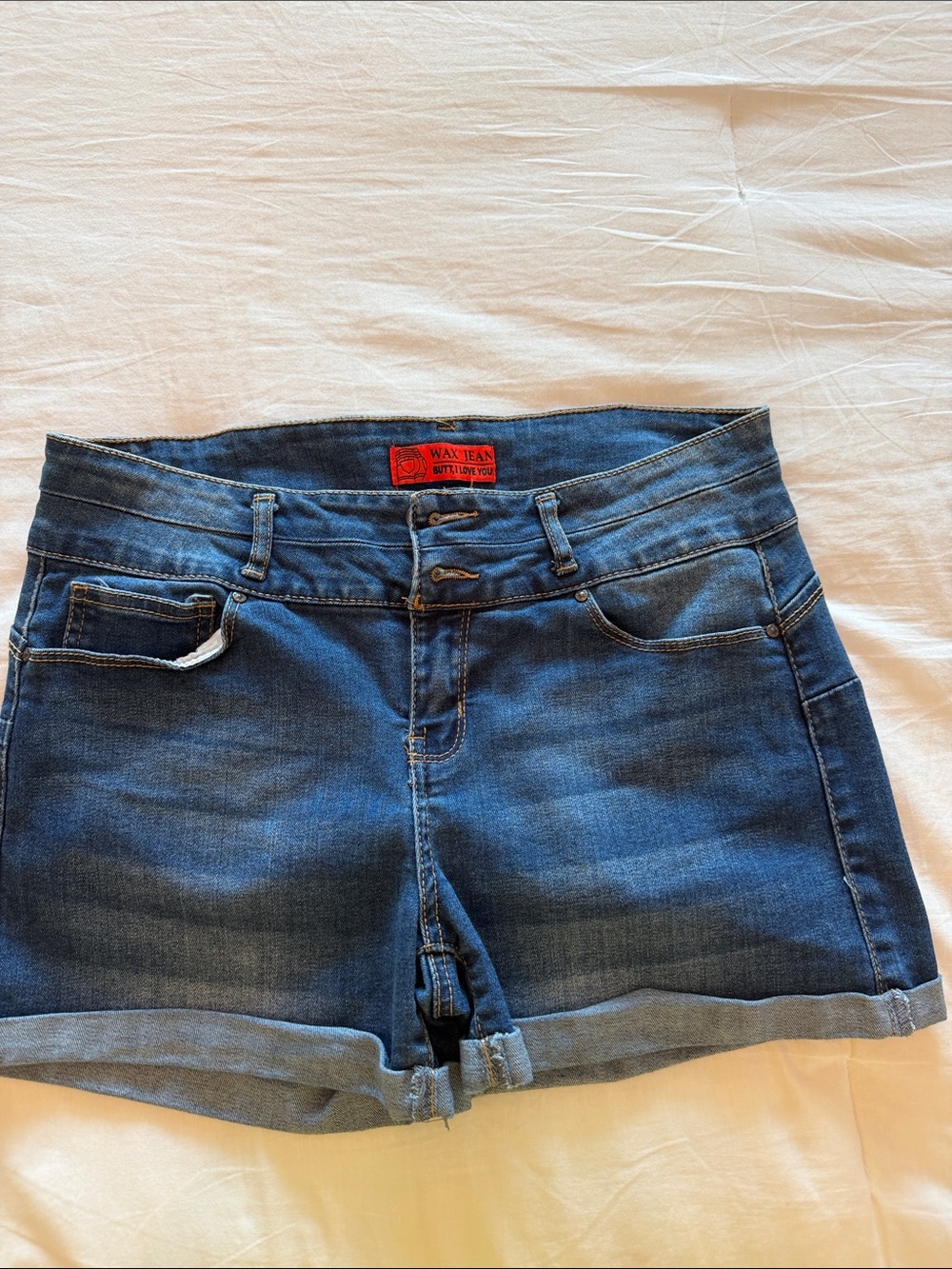 Wax Jean Dark Blue Cuffed Women’s Denim Shorts